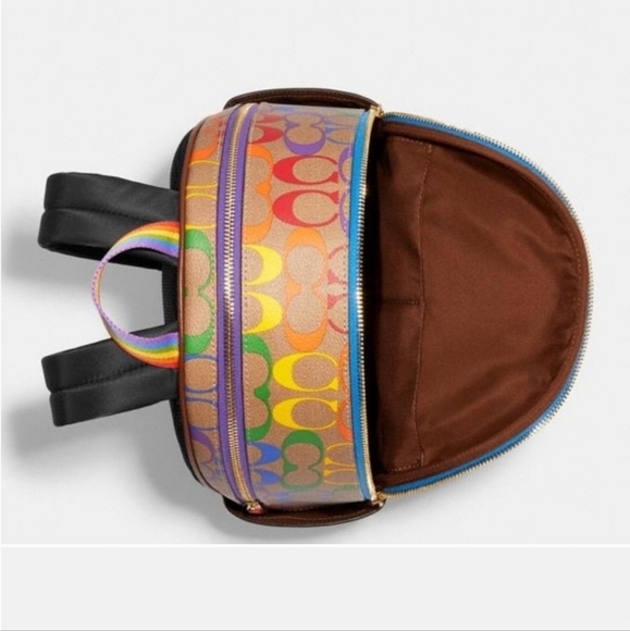 🎉 COACH Collectible BACKPACK Designer Bag NWT Limited Edition Signature Rainbow - Picture 6 of 8